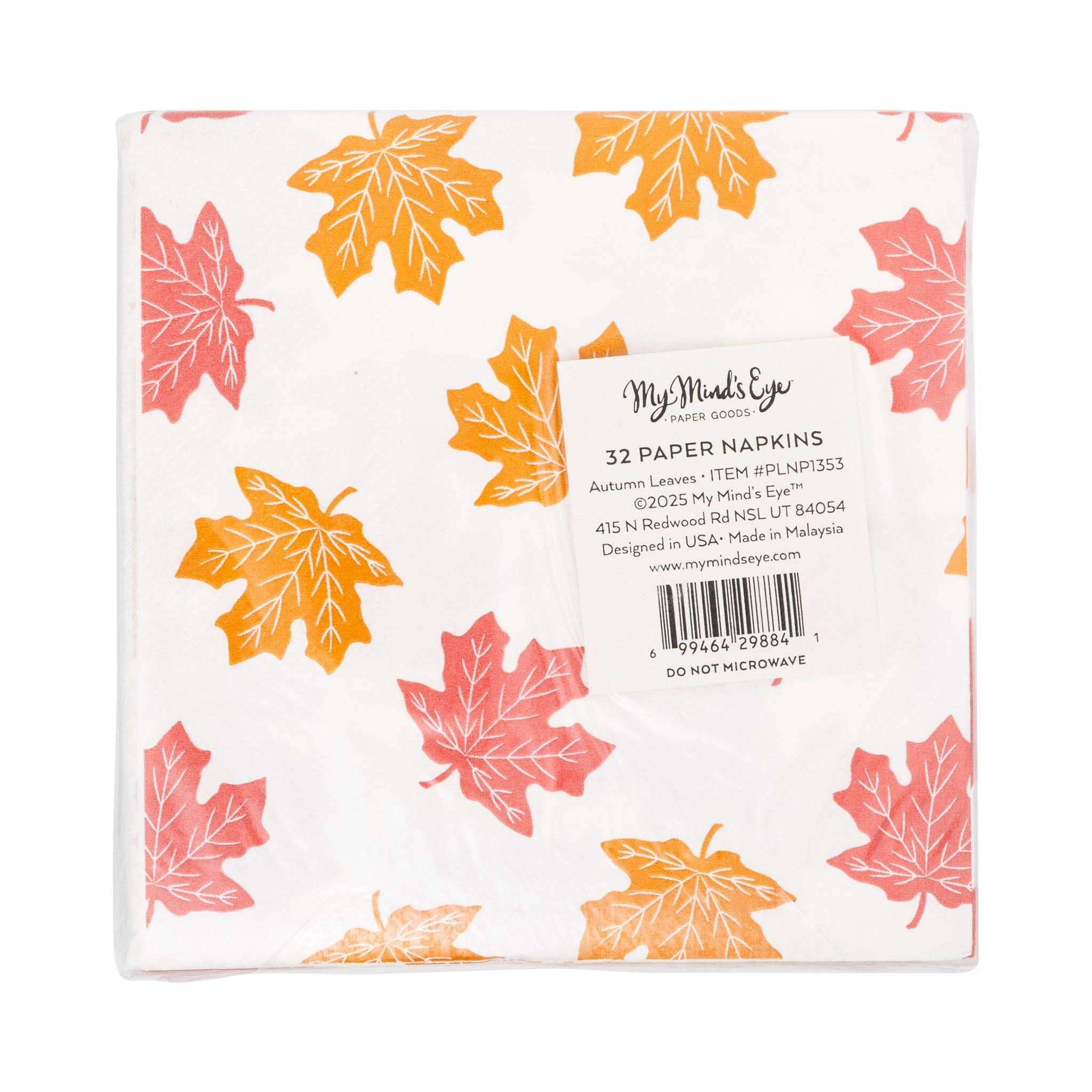 My Mind’s Eye - Wholesale Disposable Napkin - PLNP1353 - Gold Foil Falling Leaves Cocktail Napkin2