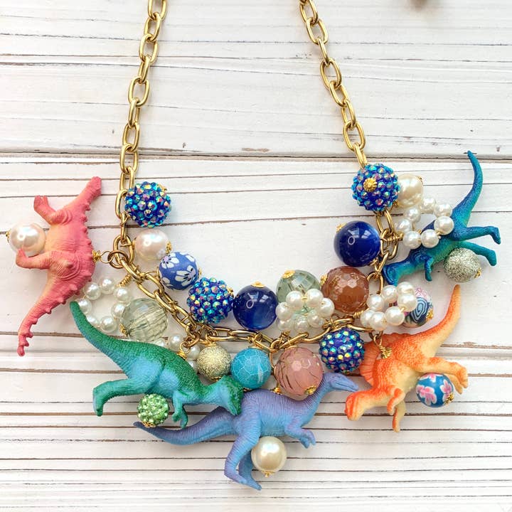 Blue Moon Dinosaur Necklace for wholesale by Lenora Dame
