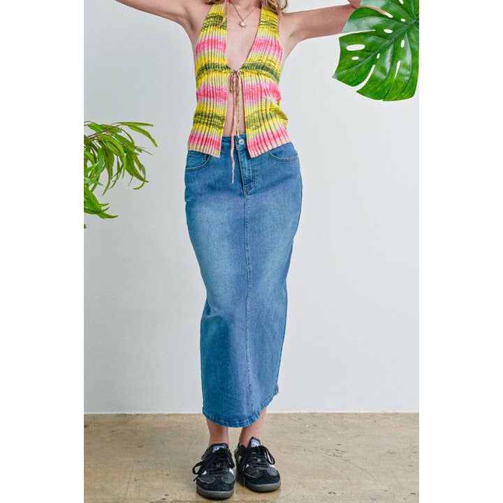 BASIC MAXI SKIRT WITH BACK SLIT for wholesale by Timeless