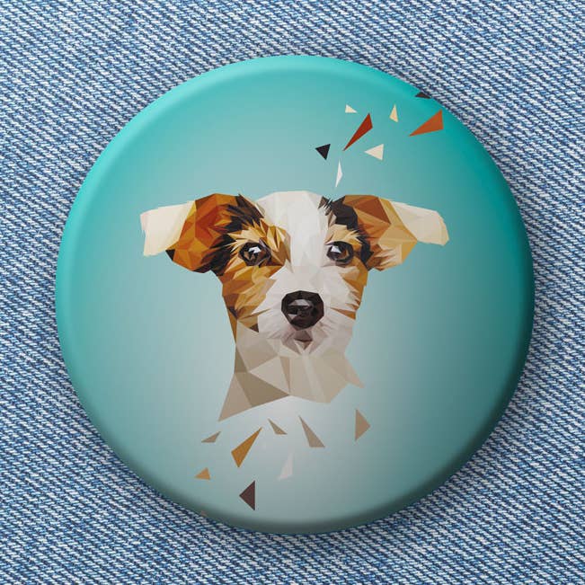 Knap "Jack Russell Hund" Lav-poly stil, 37mm for engroshandel hos Printe