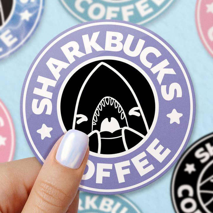 Adesivo in vinile Shark Starbucks Coffee per la vendita all'ingrosso da parte di Byte Size Treasure
