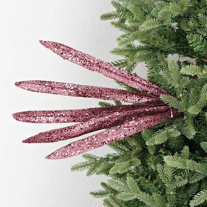 Impressive Enterprises, Inc. - Wholesale Christmas Decoration - ISB17790- 24in Glitr Orchid Lvs Sprayx5-CH-24/240pcs0