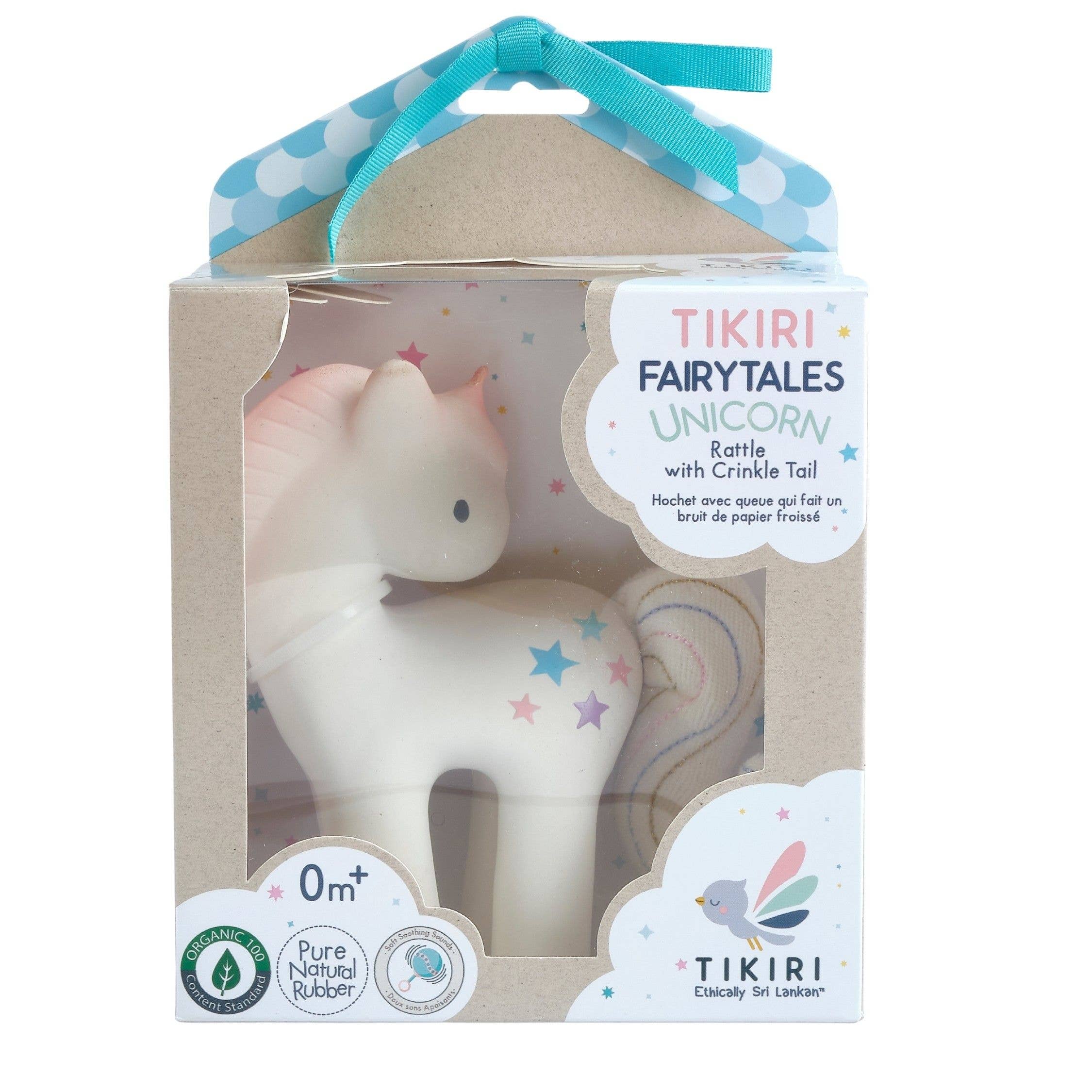 Tikiri Toys LLC - Wholesale Handheld Rattle - Baby - Cotton Candy Unicorn Natural Rubber Rattle w/Crinkle Tail1