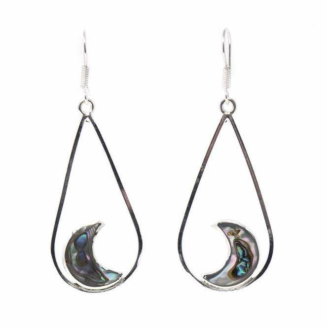 Pendientes de lágrima de media luna de abulón para venta al por mayor de Global Crafts