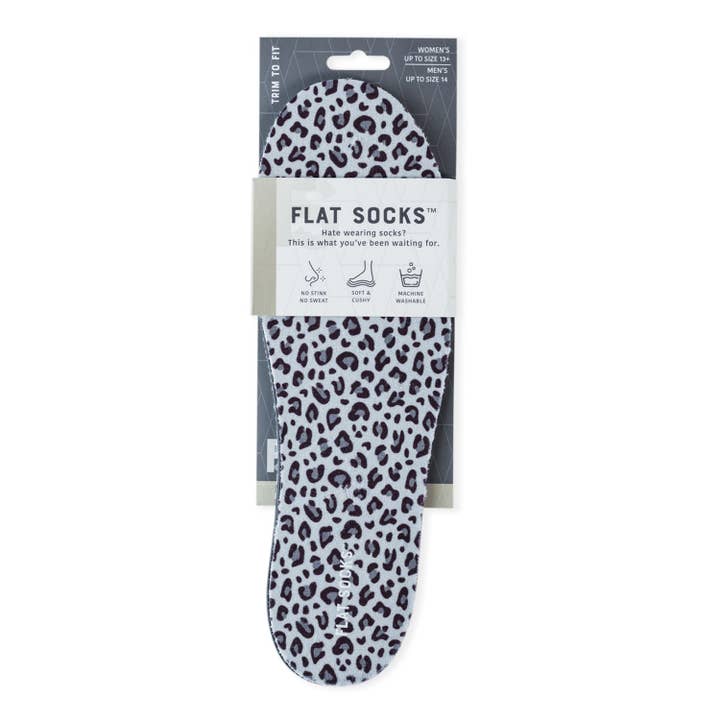 FLAT SOCKS - Wholesale Socks - Women's - Snow Leopard Print FLAT SOCKS