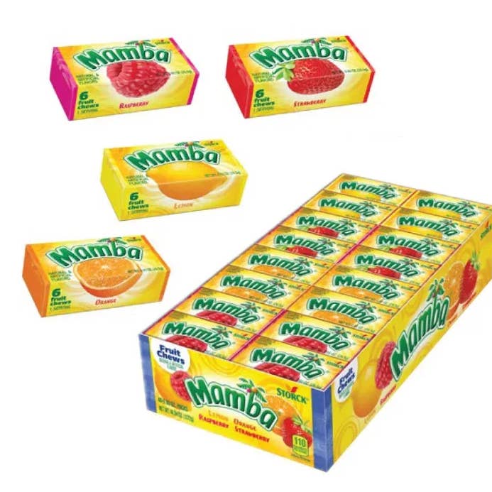 Mamba Fruit Chews Original Fruit Mix 0.93 oz 48 count for wholesale by Snacky Candy