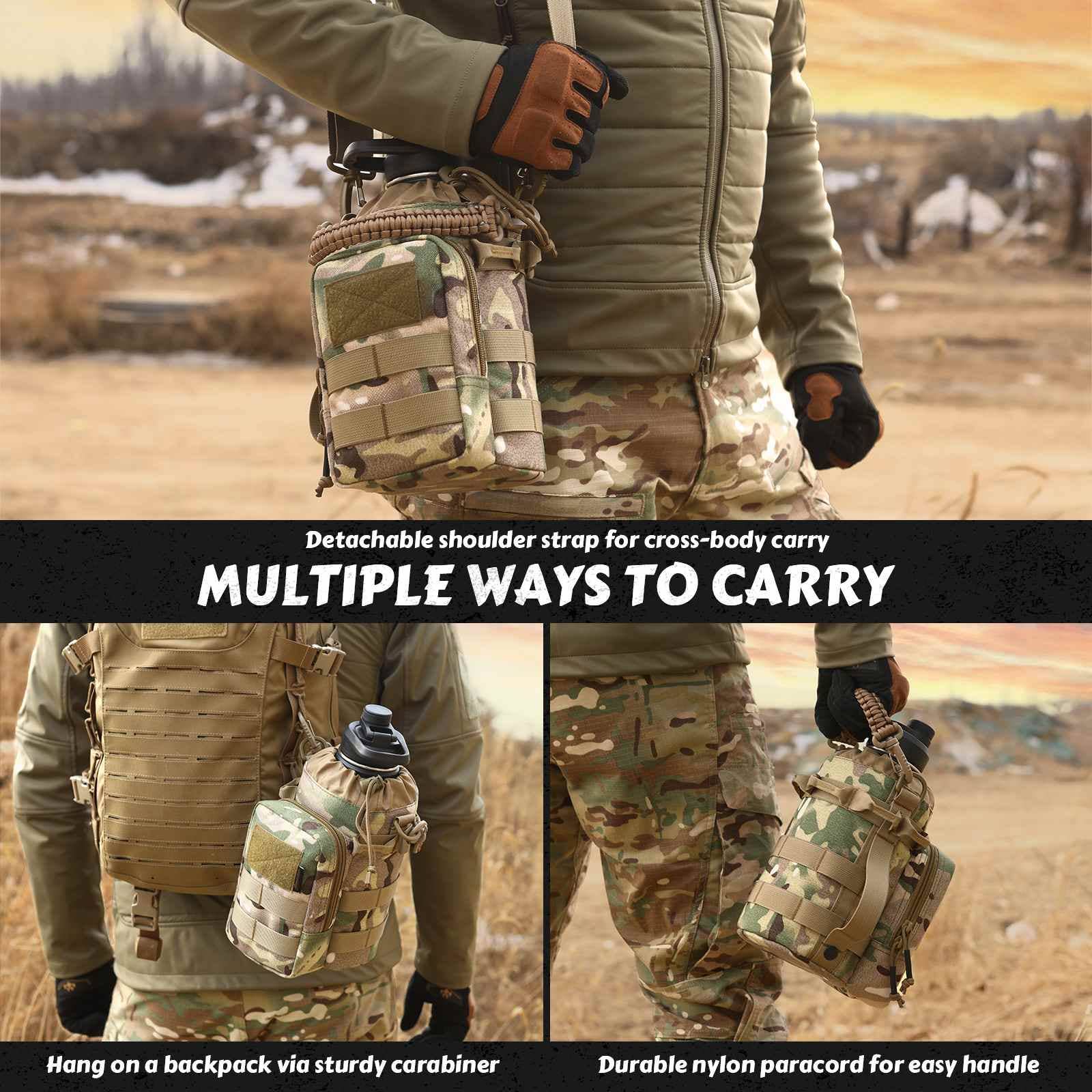 Antarctica Outdoors - Wholesale Water Bottle - Votagoo 64Oz Half Gallon Stainless Steel Insulated Tactical Water Bottle with Metal Military Water Bottle Tactical Carrier Bag18