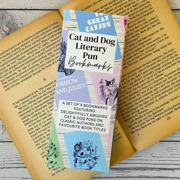 GiftSmith - Wholesale Bookmark - Literary Pun Cat and Dog Bookmarks - Set of 9