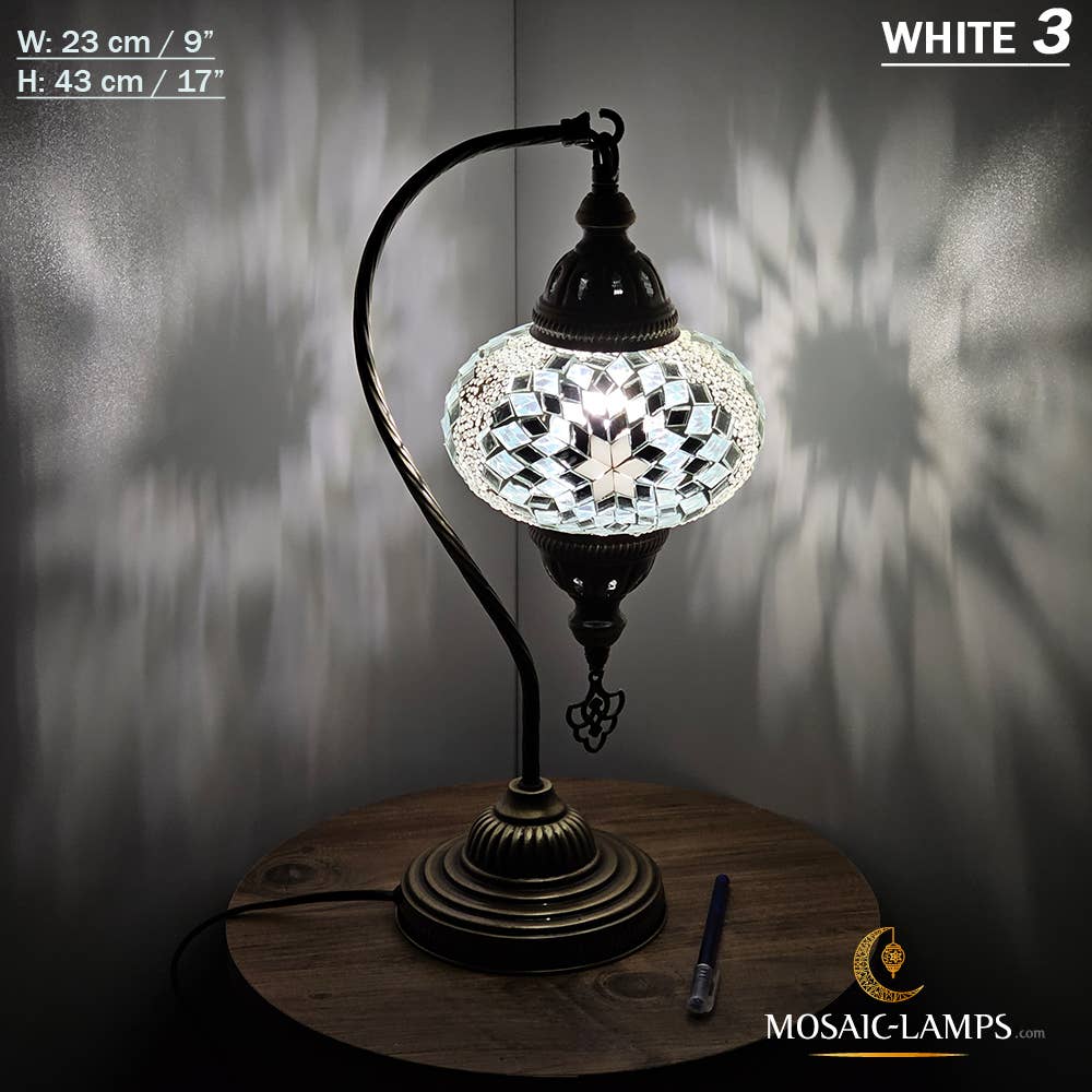 Mosaic Lamps - Wholesale Accent/Desk Lamp - 10+Colors - Gooseneck Large Globe Mosaic Table Lamp, Turkish88