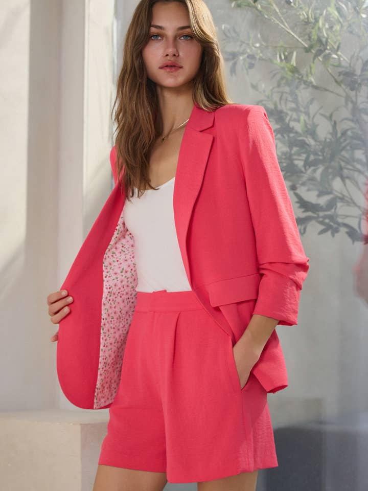 Solid Airflow Blazer & Shorts Set for wholesale by Oddi