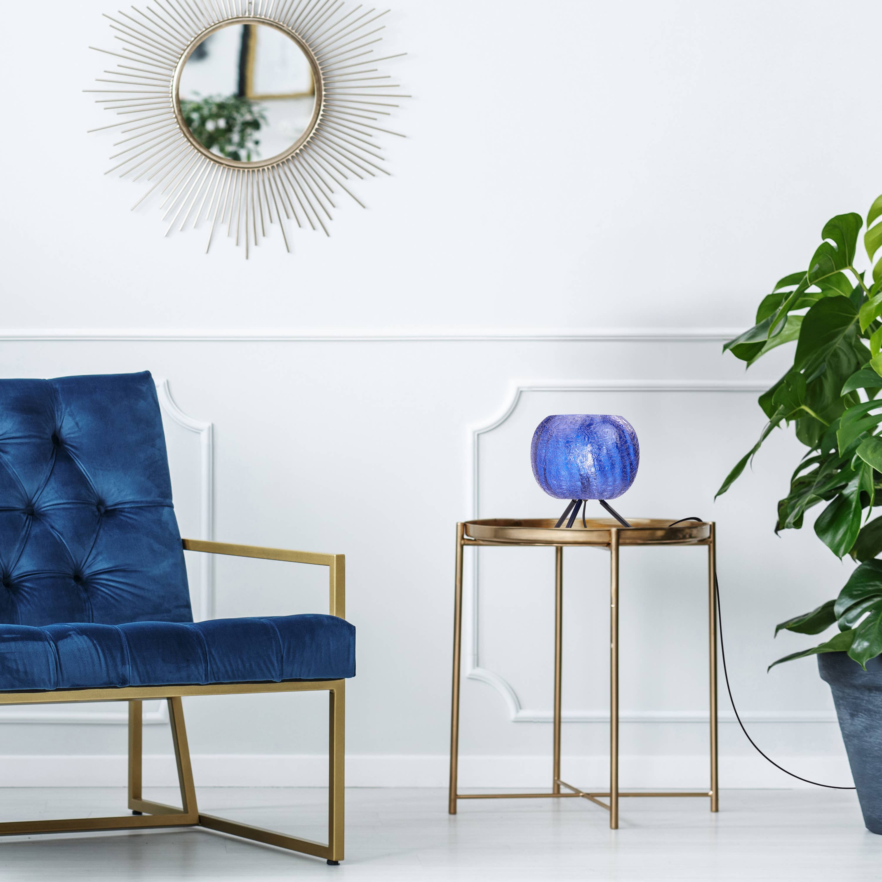 River of Goods - Wholesale Accent/Desk Lamp - 11.5"H Libby Tripod Table Lamp with Blue Glass Globe Shade4