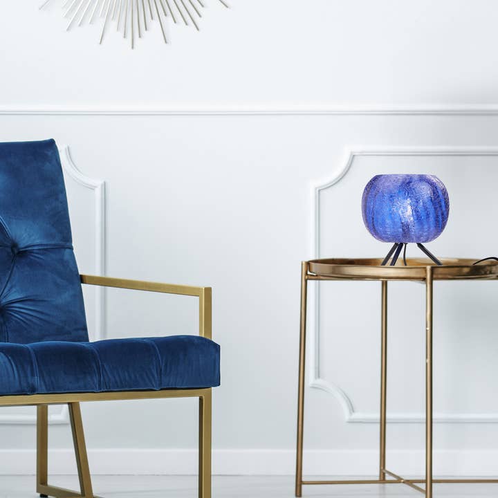 River of Goods - Wholesale Accent/Desk Lamp - 11.5"H Libby Tripod Table Lamp with Blue Glass Globe Shade4