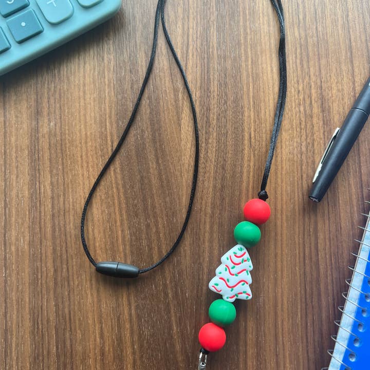 Silicone Xmas Tree Cake Lanyard-20” Long w/ Breakaway Clasp for wholesale by Katesy Things