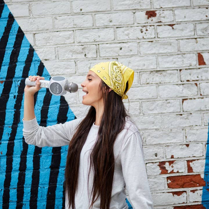 Trend Tech Brands - Wholesale Speakers - Silver Bling Karaoke Microphone & Bluetooth Speaker4