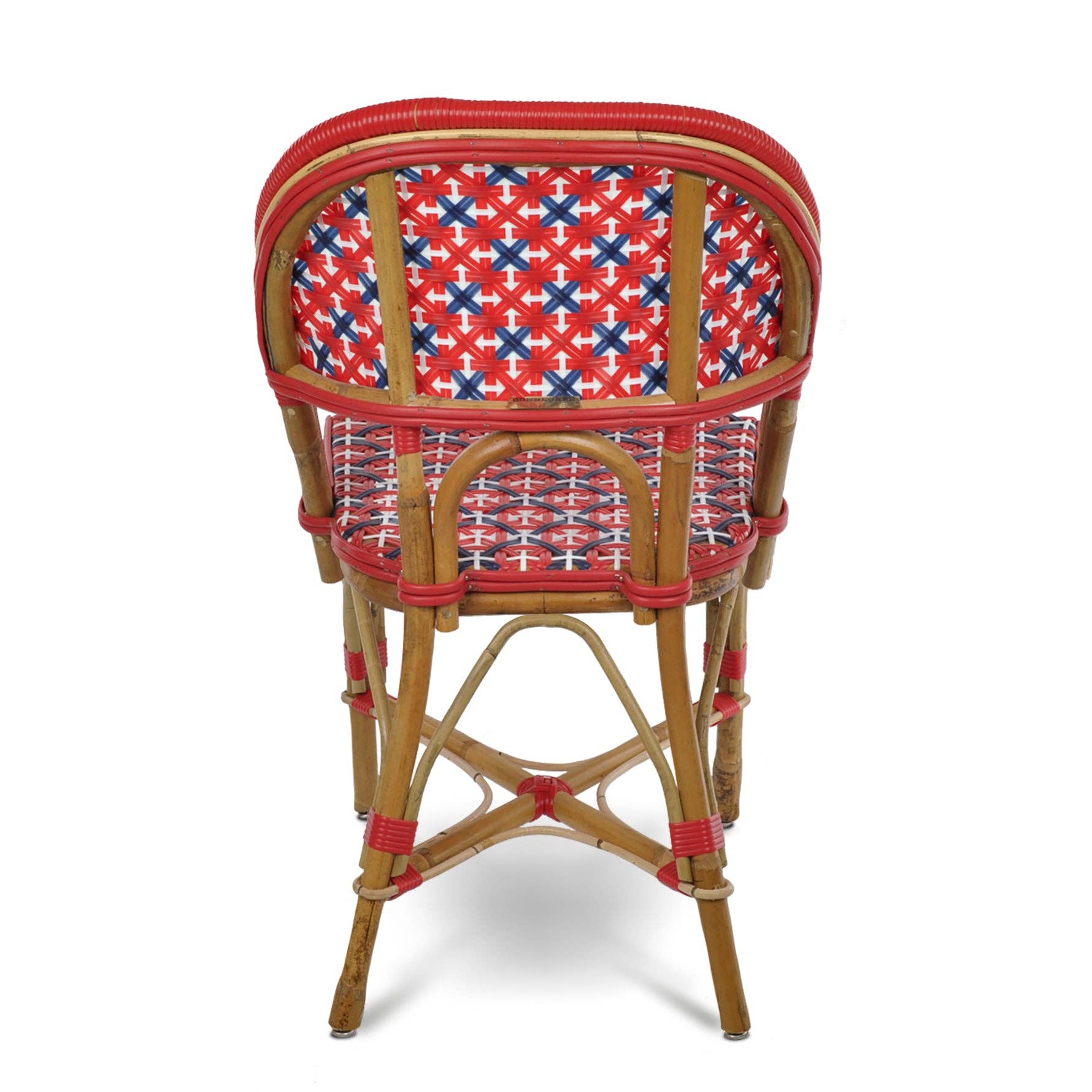 BONNECAZE - Wholesale Chair - Valence French Bistro Rattan Chair - Crosses - Red/Navy Blue/White2