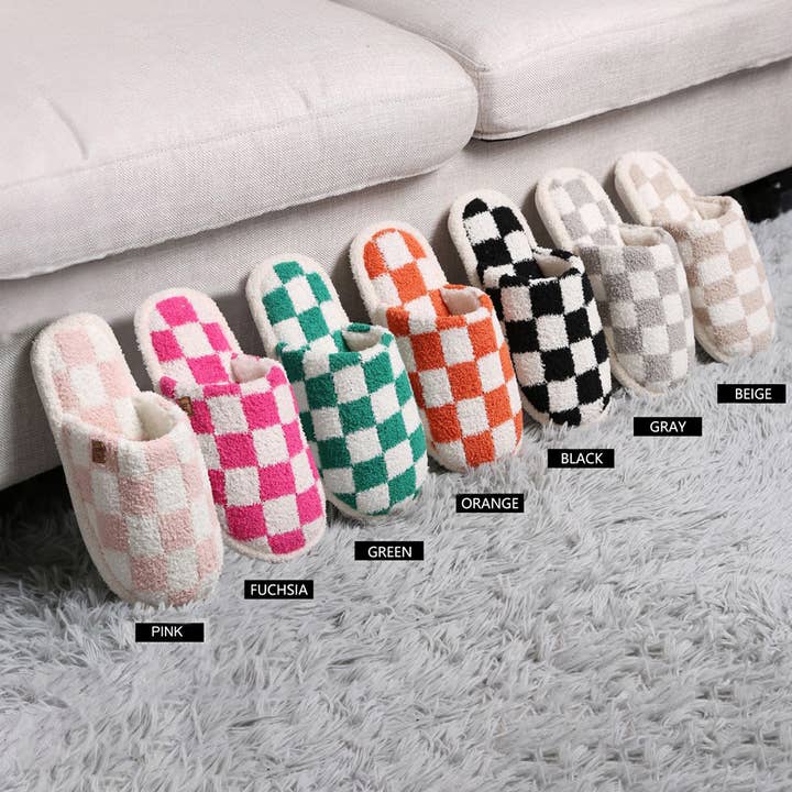 Sensibling Corp. - Wholesale Slippers - Women's - Checkerboard Soft Home Indoor Floor Slippers