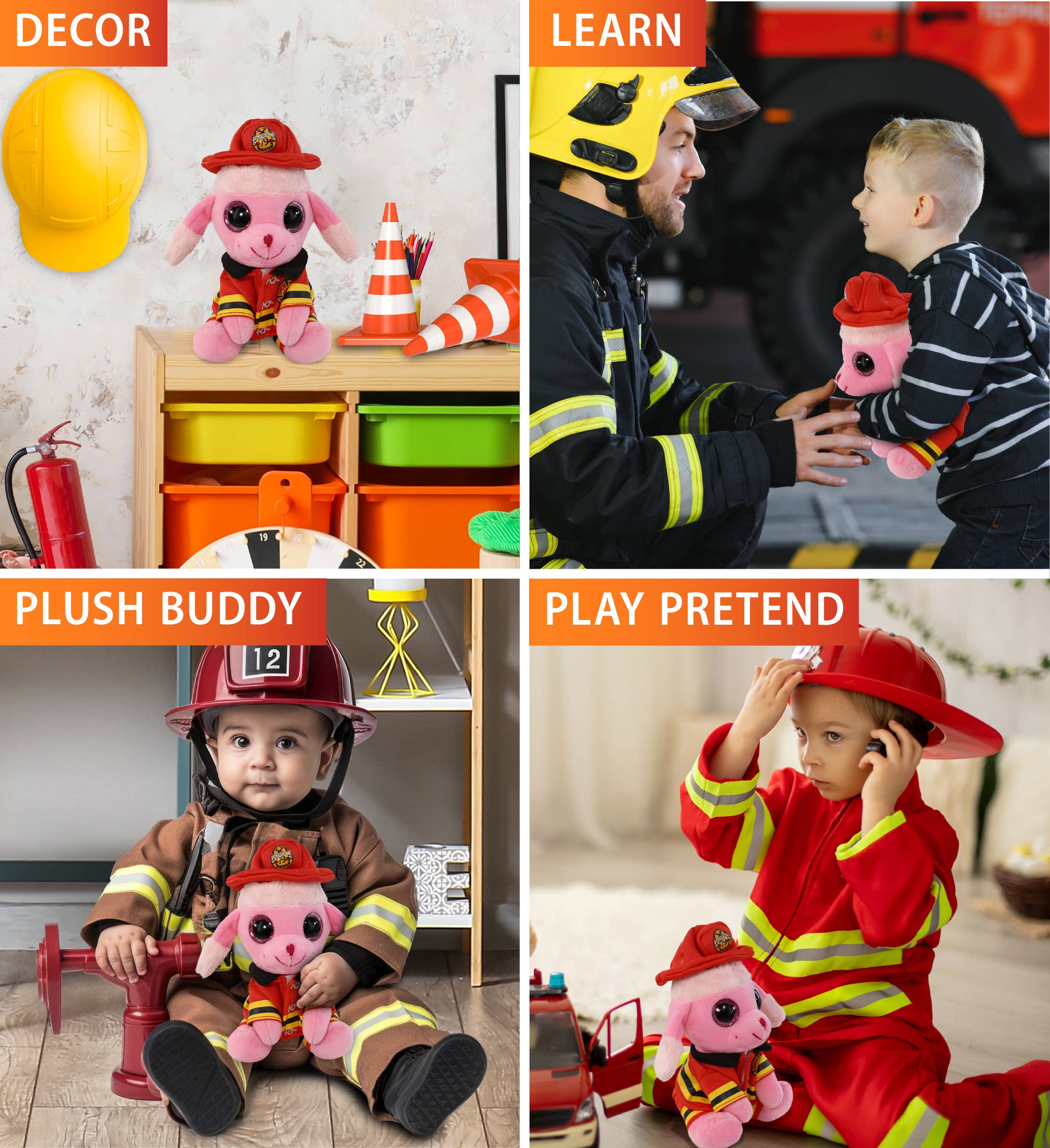 Cota Global – wholesale Stuffed/plush toy – Kids & baby – Plush Fireman - Sparkle Eyes Plush - Small Pink Poodle Dog3