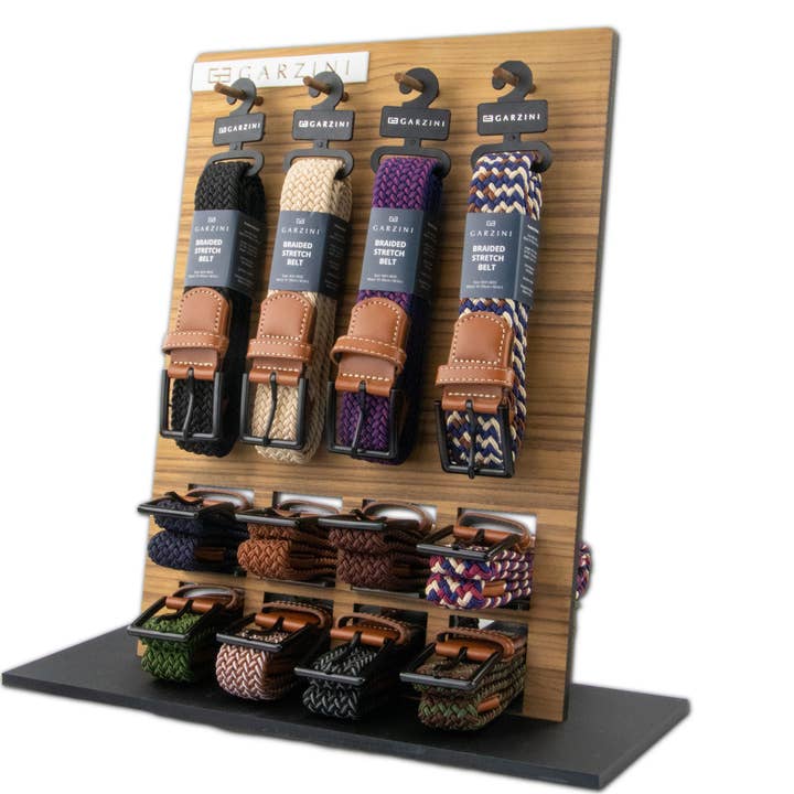 Braided Stretch Belts Starter Pack with Display for wholesale by GARZINI