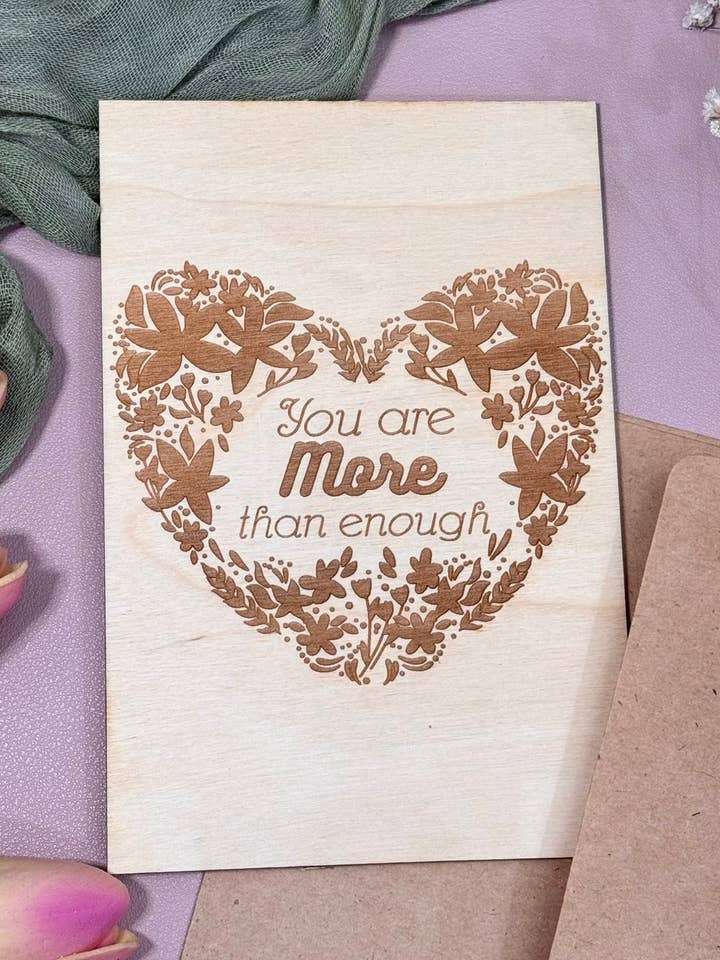 You are more than enough Wood Card| Self care & Motivation for wholesale by Wonders and Things