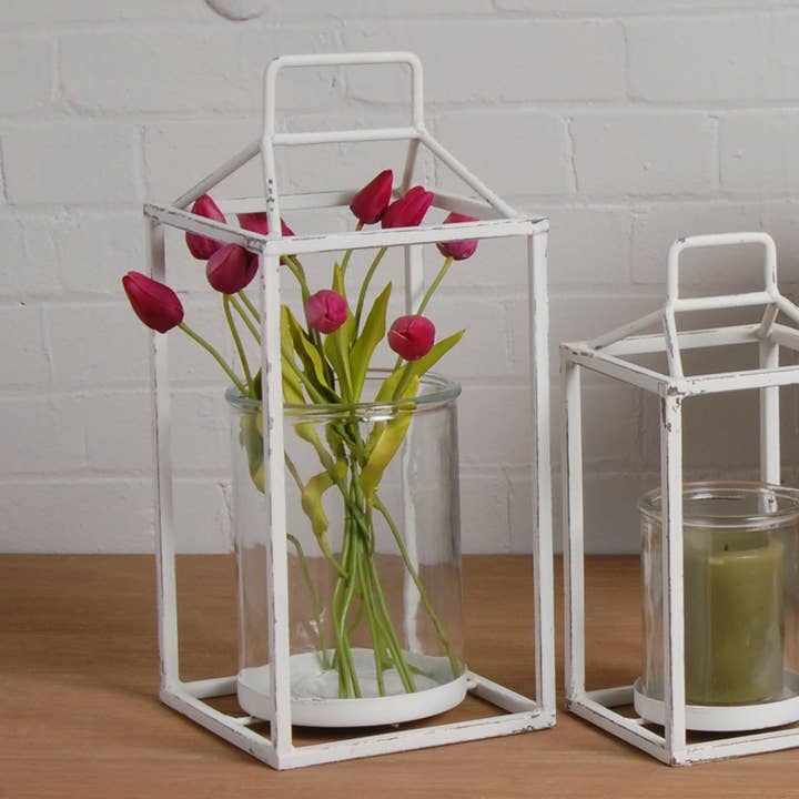 Bacon Basketware - Wholesale Lantern - Large Antique White Metal Lantern