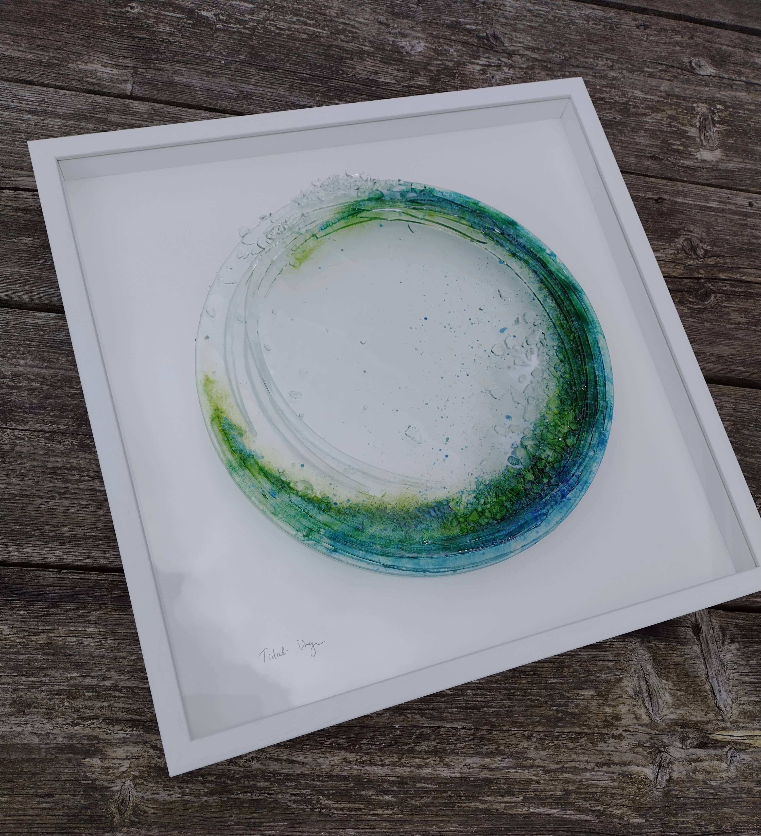 Dreya Glass - Wholesale Wall Accent - Framed Fused Glass Large Tidal Wave (Round) Wall Art4