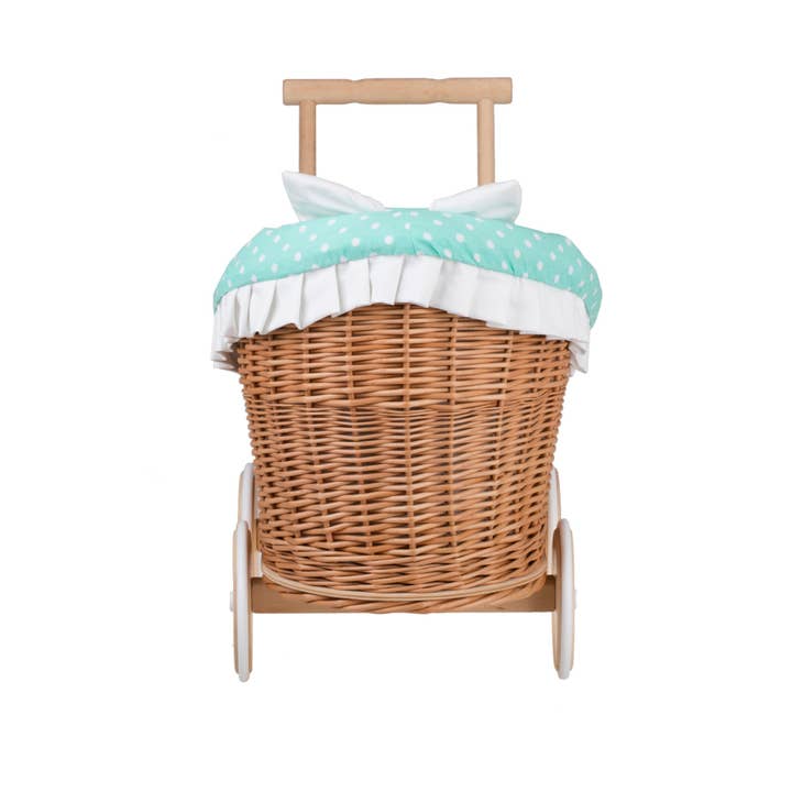 The Wicker Stories - Wholesale Doll Accessory Kit - Kids - Wicker Dolls Pram With Bedding, Exclusive Eco Toy