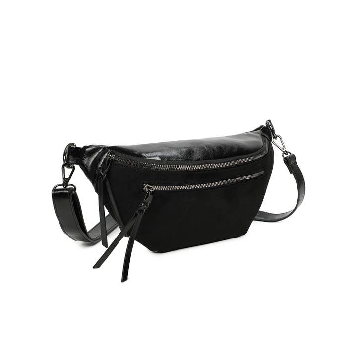 INES DELAURE - Wholesale Messenger Bag - Women's - Bi-material banana, different prints5