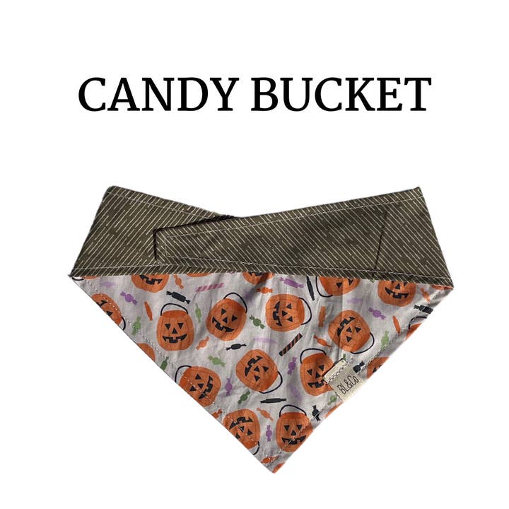 Secchielli a forma di zucca + bandana reversibile verde salvia per la vendita all'ingrosso da parte di Bearded Ladies & Co