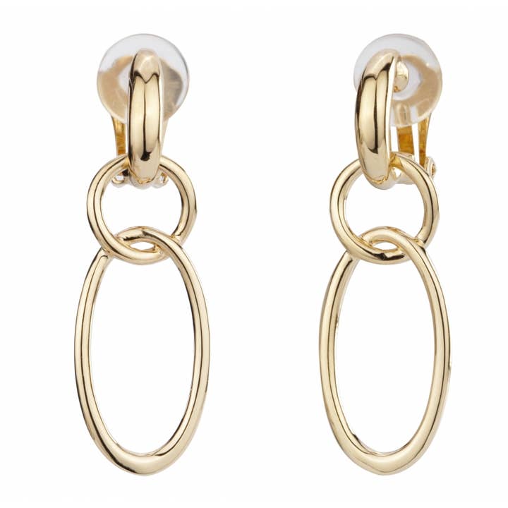 Traveller Boucles d'oreilles clip pendants - doré pour la vente par Hollander Jewels B.V.