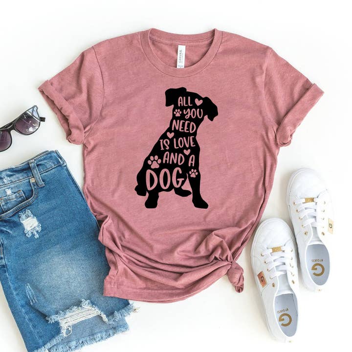 All You Need Is Love And A Dog T-shirt for wholesale by Furr-Baby Gifts