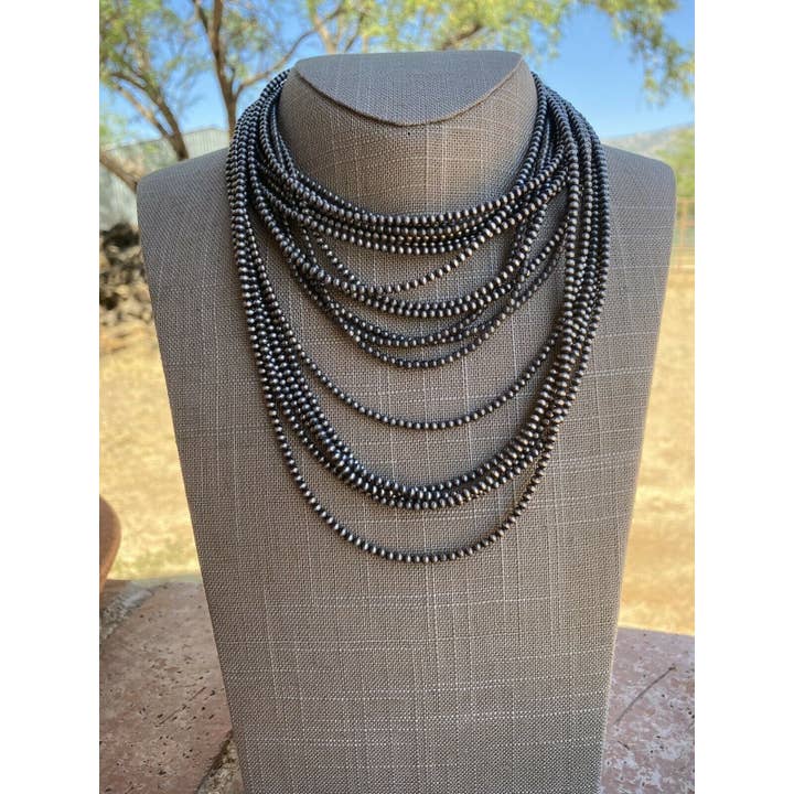 Nizhonitradersllc - Wholesale Beaded/Pearl Necklace - 3mm Sterling Silver Navajo Pearl Style Beaded Necklace3