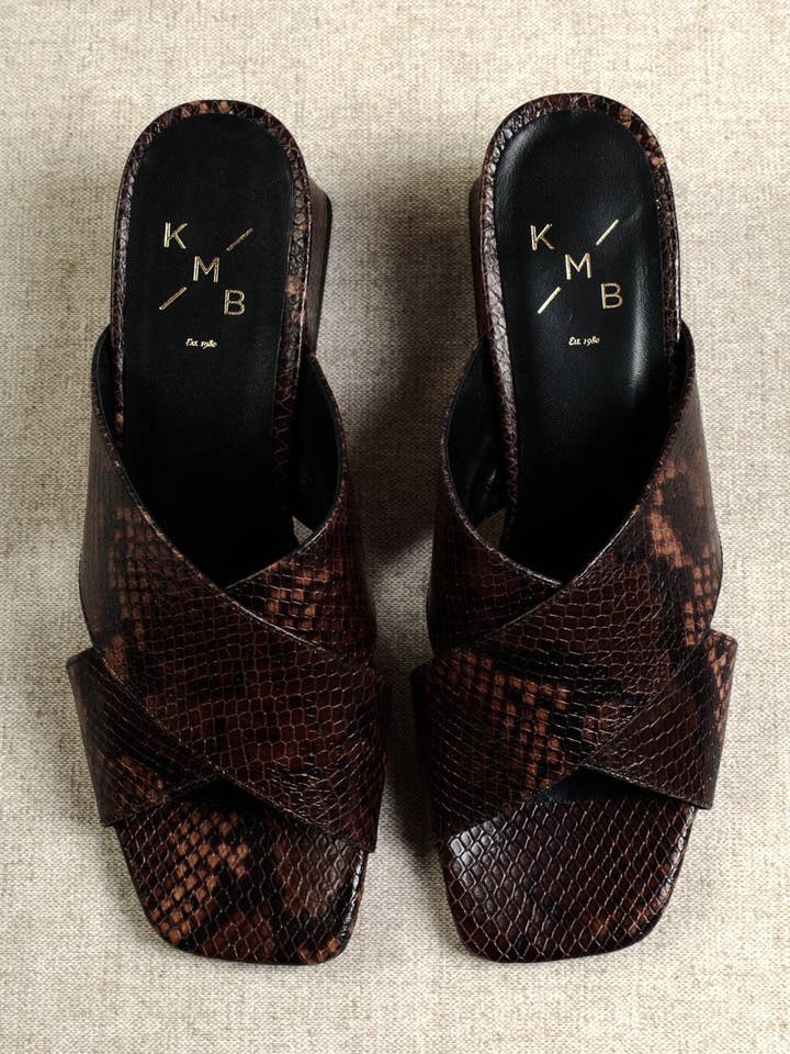 MOMMY DARK CUOIO – Slangeskindspræget Hælmule for engroshandel hos KMB Shoes