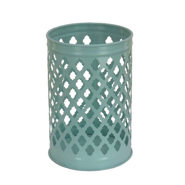 12 in. Modern Design and Finish Gossamer Green Outdoor Lantern Candleholder for wholesale by National Tree Company