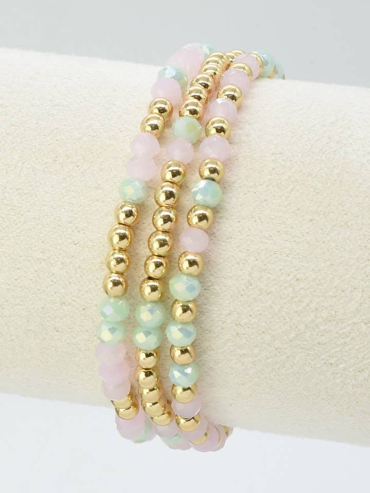 CB2242 4mm 3pcs Bracelets en Perles de Verre CCB pour la vente par MiMi Wholesale