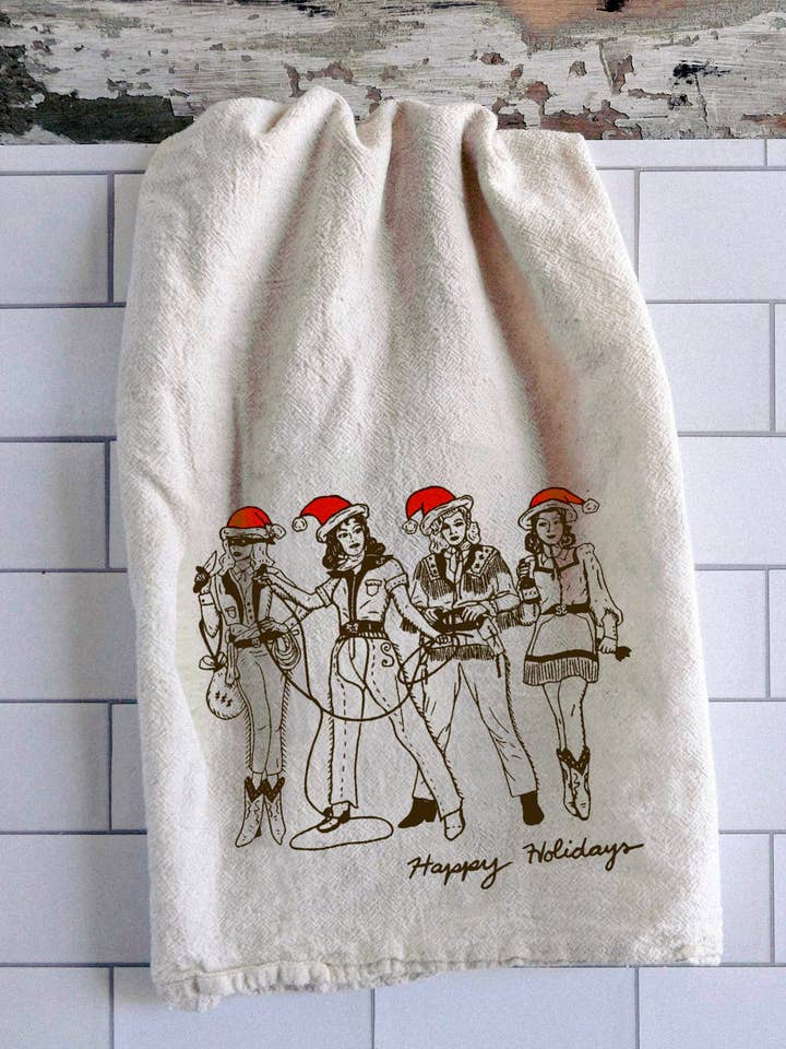 Torchon de Noël Lady Gang pour la vente par Intrigue Ink