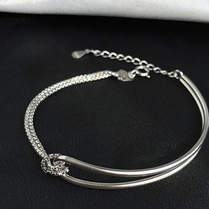 Gemscape UK - Wholesale Charm/Dangle Bracelet - Sterling Silver Half and Half Bracelet - Heart8