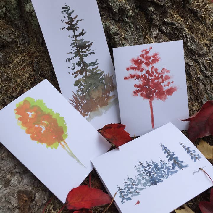 Notitiekaartcollectie New England Trees voor wholesale door Sandy McDermott Art