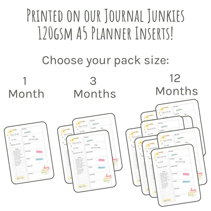 Journal Junkies - Wholesale Planner - Loose Leaf A5 Planner Inserts 120gsm | Super Block Weekly3