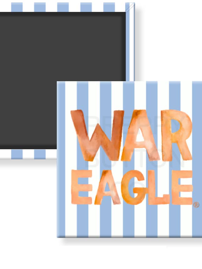Auburn Blue Stripe "War Eagle" Magnet for wholesale by Preppy Button Co. LLC.