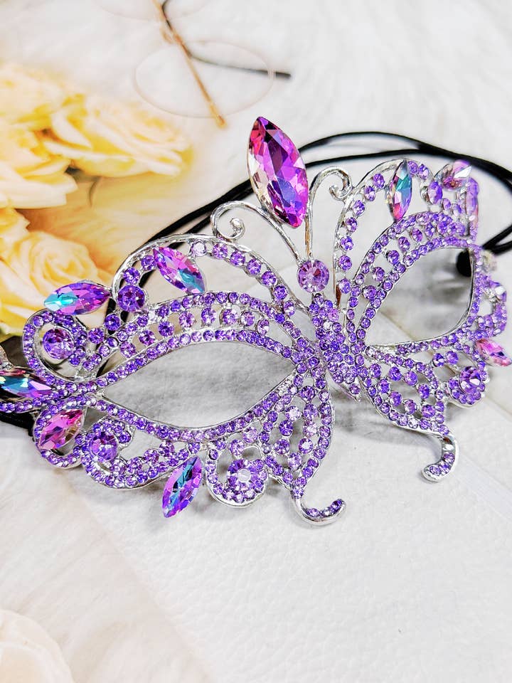 Happy Dream Gifts - Wholesale Costume - Women's - Purple Masquerade Ball Mask, Theatrical Mask, Silver Mask1