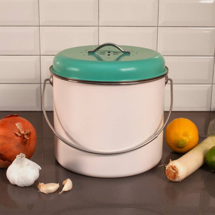 KITCHEN BASICS Compost Bin 8.5x7" 5.2Q Blue for wholesale on Faire5