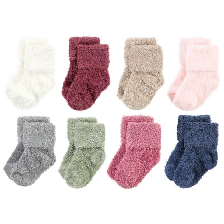 Hudson Baby Cotton Rich Newborn and Terry Socks, Solid Wild Rose Pink for wholesale by BabyVision