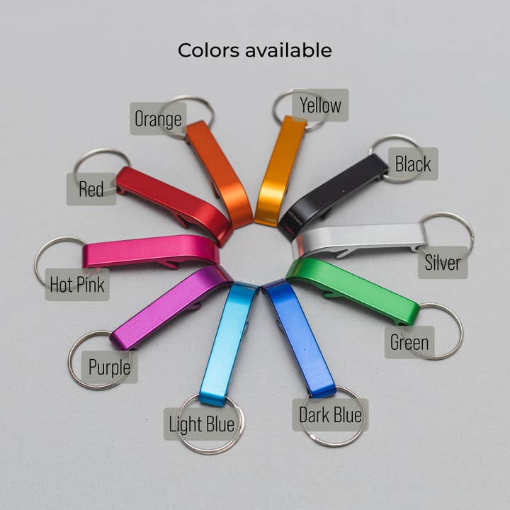 Famgraving - Vendita all'ingrosso Portachiavi - Unisex - Set all'ingrosso di apribottiglie con portachiavi in alluminio inciso personalizzato7