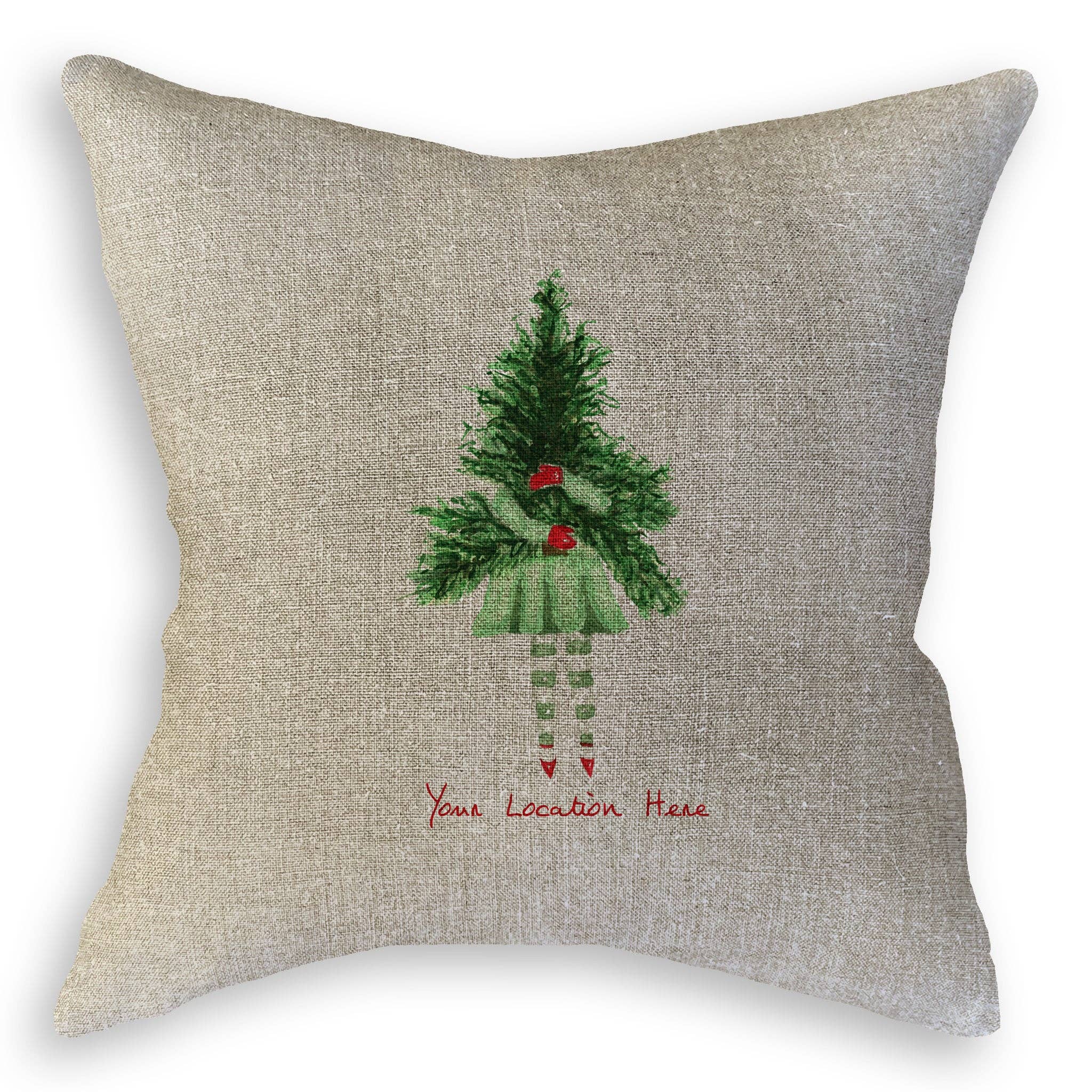 French Graffiti – wholesale Tea towel – Lady with Christmas Tree and Location10