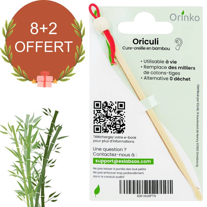 8+2 FREE: Bamboo earhook X1 for wholesale by Orinko