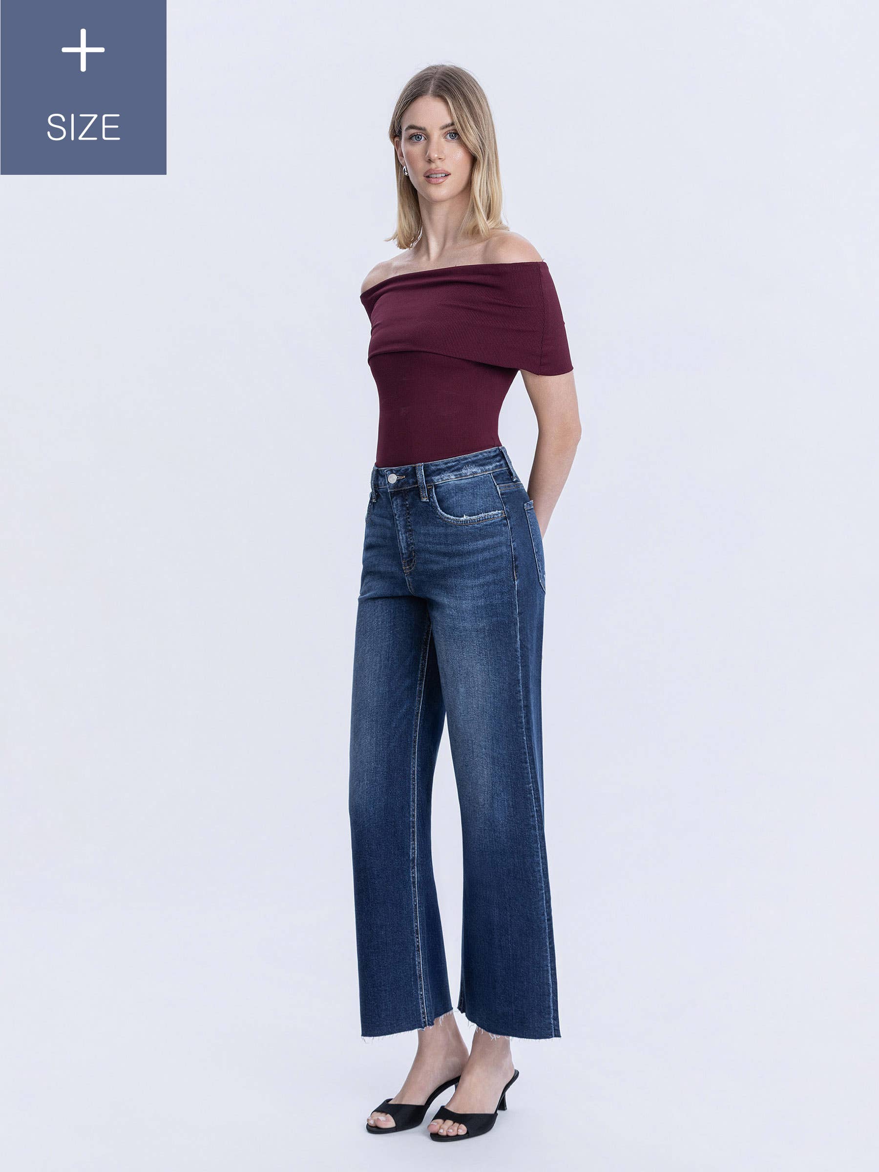 IDÍLICO JEANS DE PIERNA ANCHA DE TIRO SUPER ALTO CON CONTROL ABDOMINAL PLUS LV1353-P de venta al por mayor en Faire3
