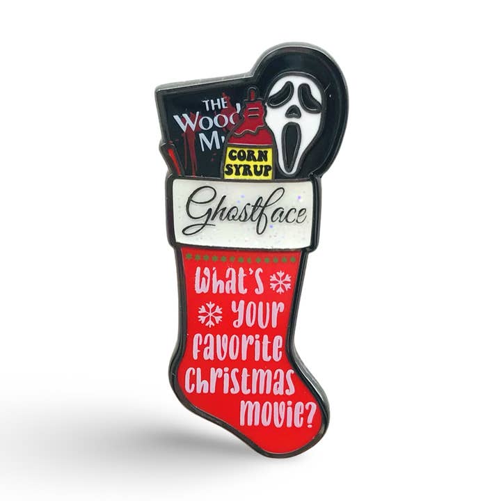 Christmas Horror Stocking Scream Enamel Pin for wholesale by Millypins
