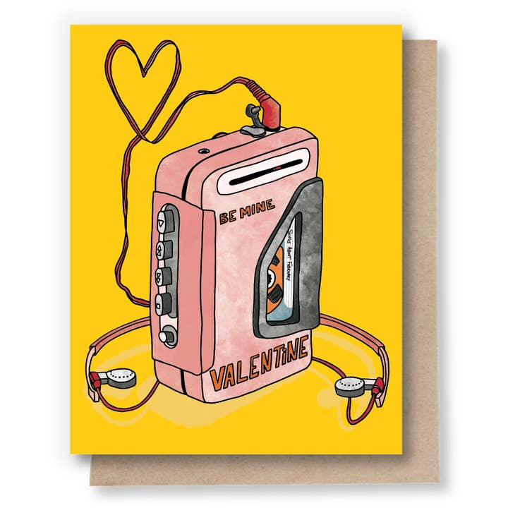Be Mine, Valentine (Walkman Mixed Tape) Card for wholesale by Sweet Pea Cole
