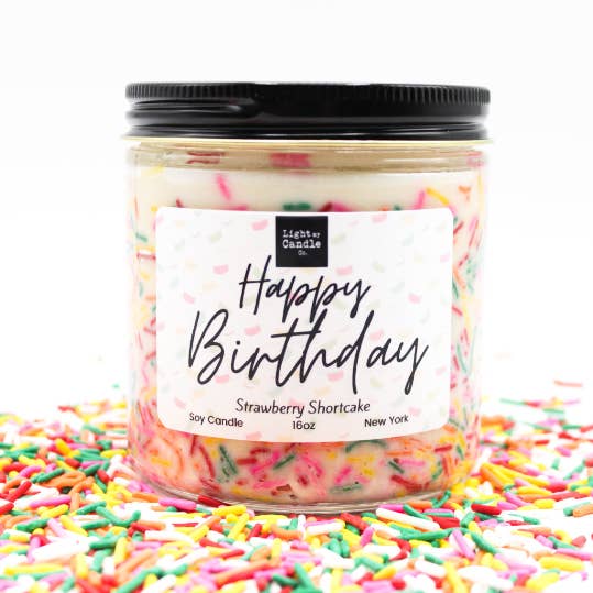Light My Candle Co - Wholesale Jar/Filled Candle - Happy Birthday Soy Candle with Sprinkles1