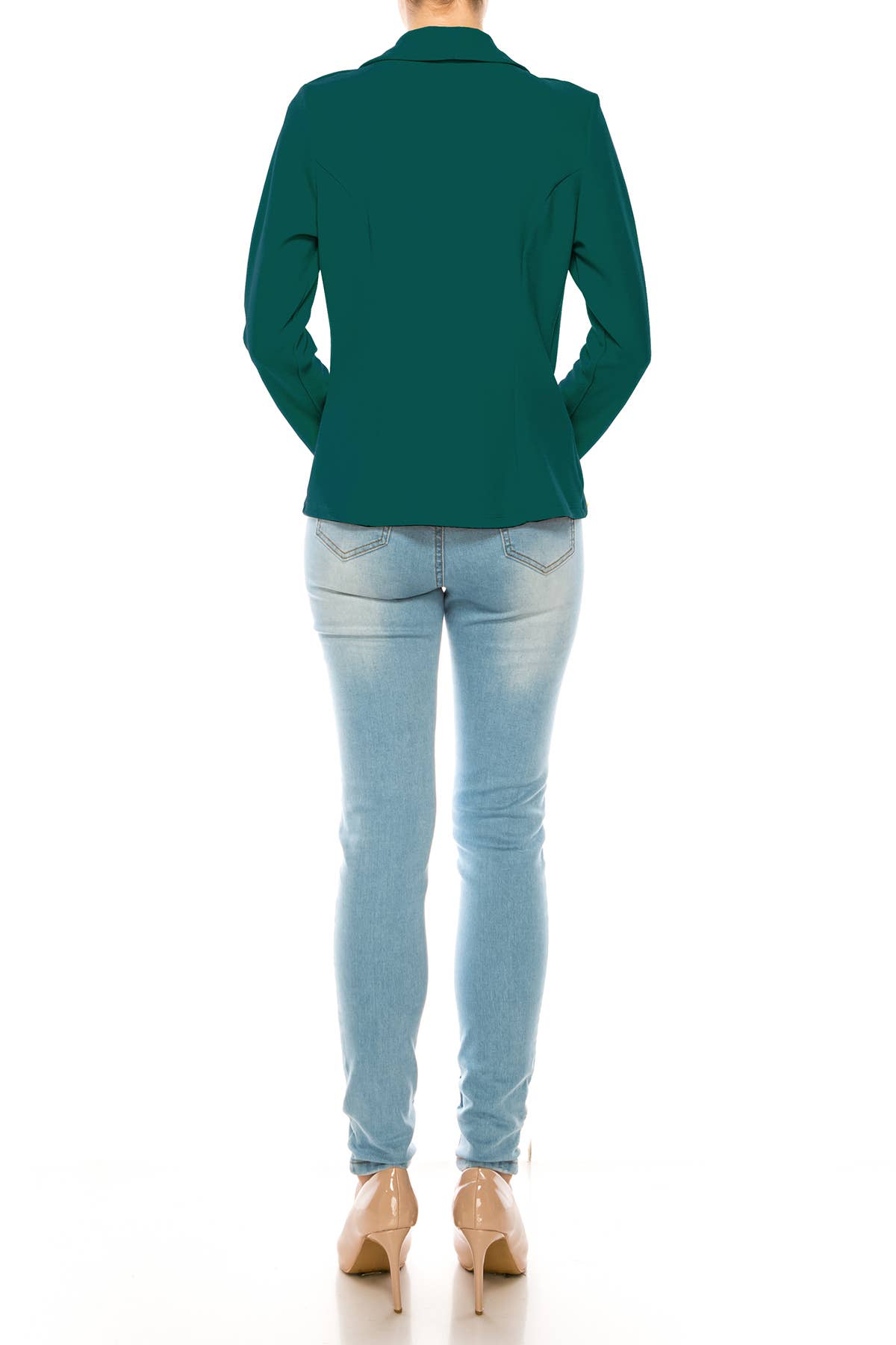 MOA COLLECTION - Wholesale Blazer - Women's - Women’s Solid Open Front Fitted Blazer Jacket – Waist Length14